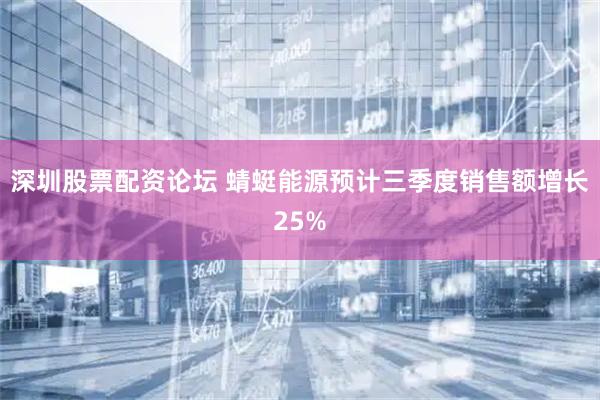 深圳股票配资论坛 蜻蜓能源预计三季度销售额增长25%