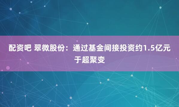 配资吧 翠微股份：通过基金间接投资约1.5亿元于超聚变