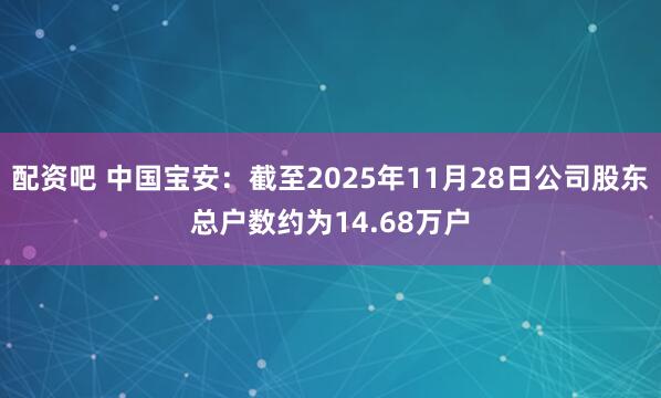 配资吧 中国宝安：截至2025年11月28日公司股东总户数约为14.68万户