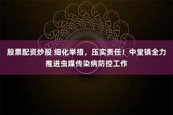 股票配资炒股 细化举措，压实责任！中堂镇全力推进虫媒传染病防控工作